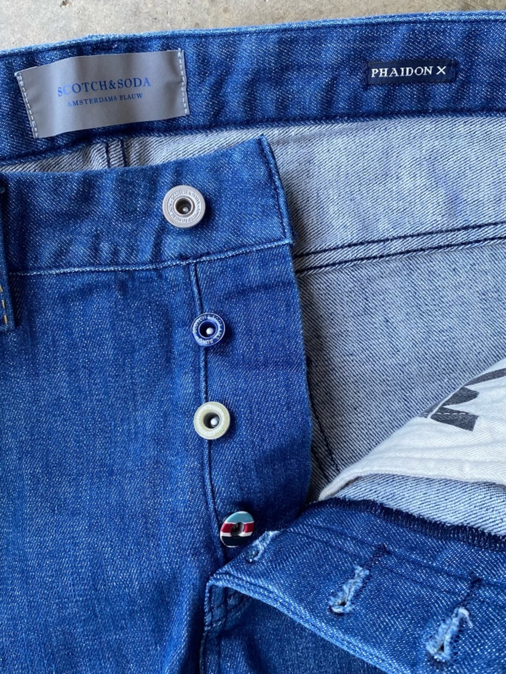 Scotch & Soda Amsterdams Blauw Phaidon slim taper denim jeans 32/32 button fly